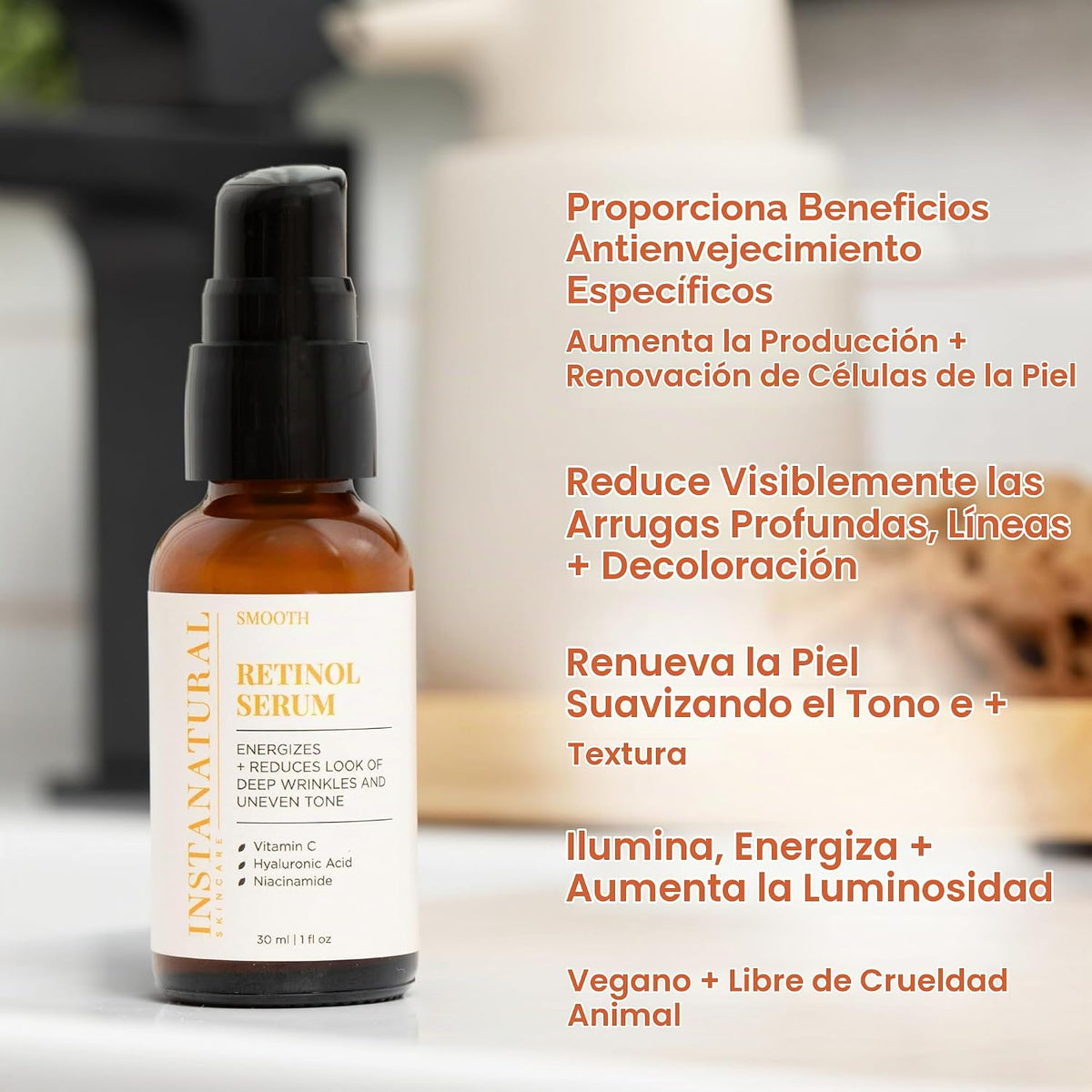 InstaNatural Retinol Serum anti arruga, anti envejecimiento facial,...
