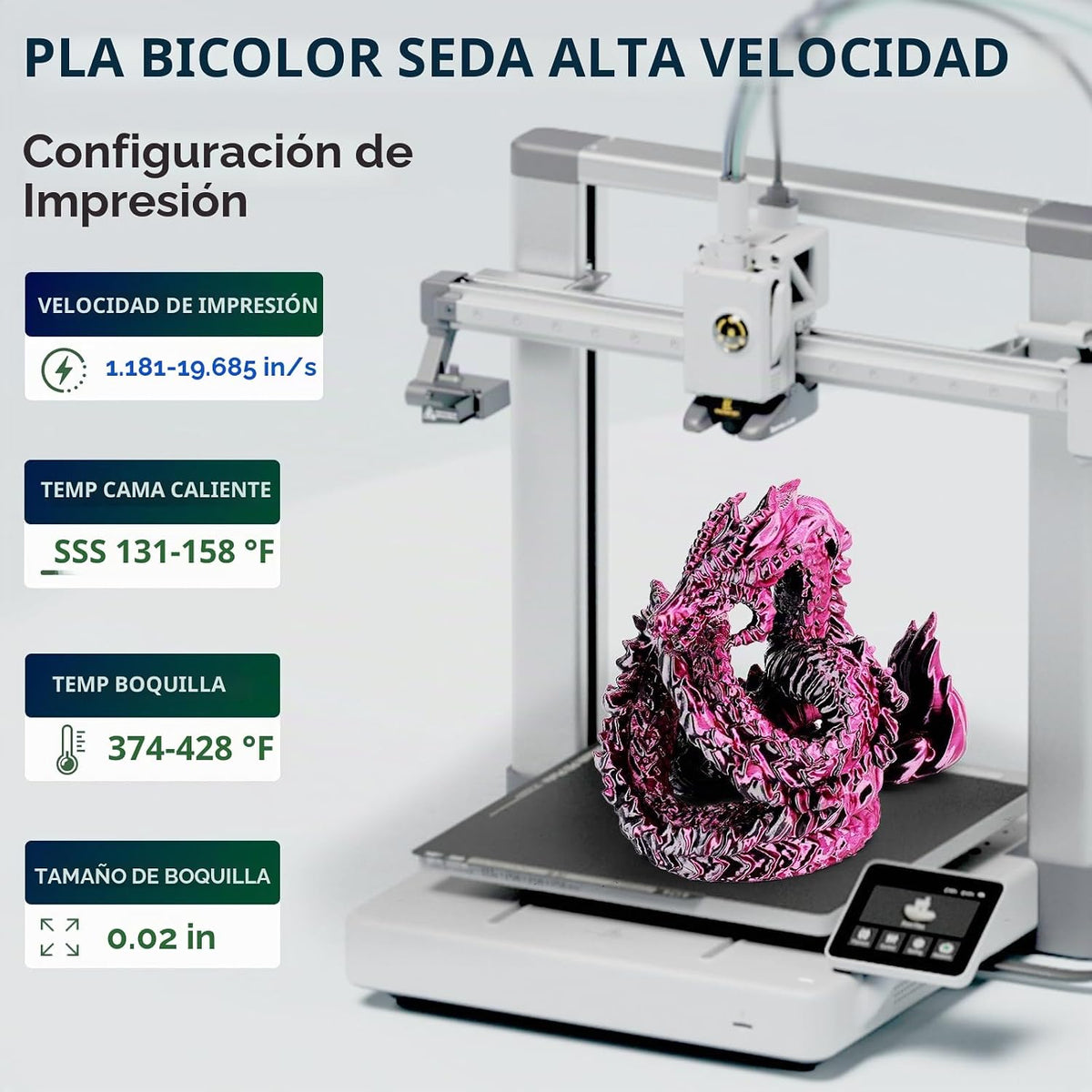 ERYONE Seda de Doble Color PLA - Filamento para Impresora 3D 1.75mm...