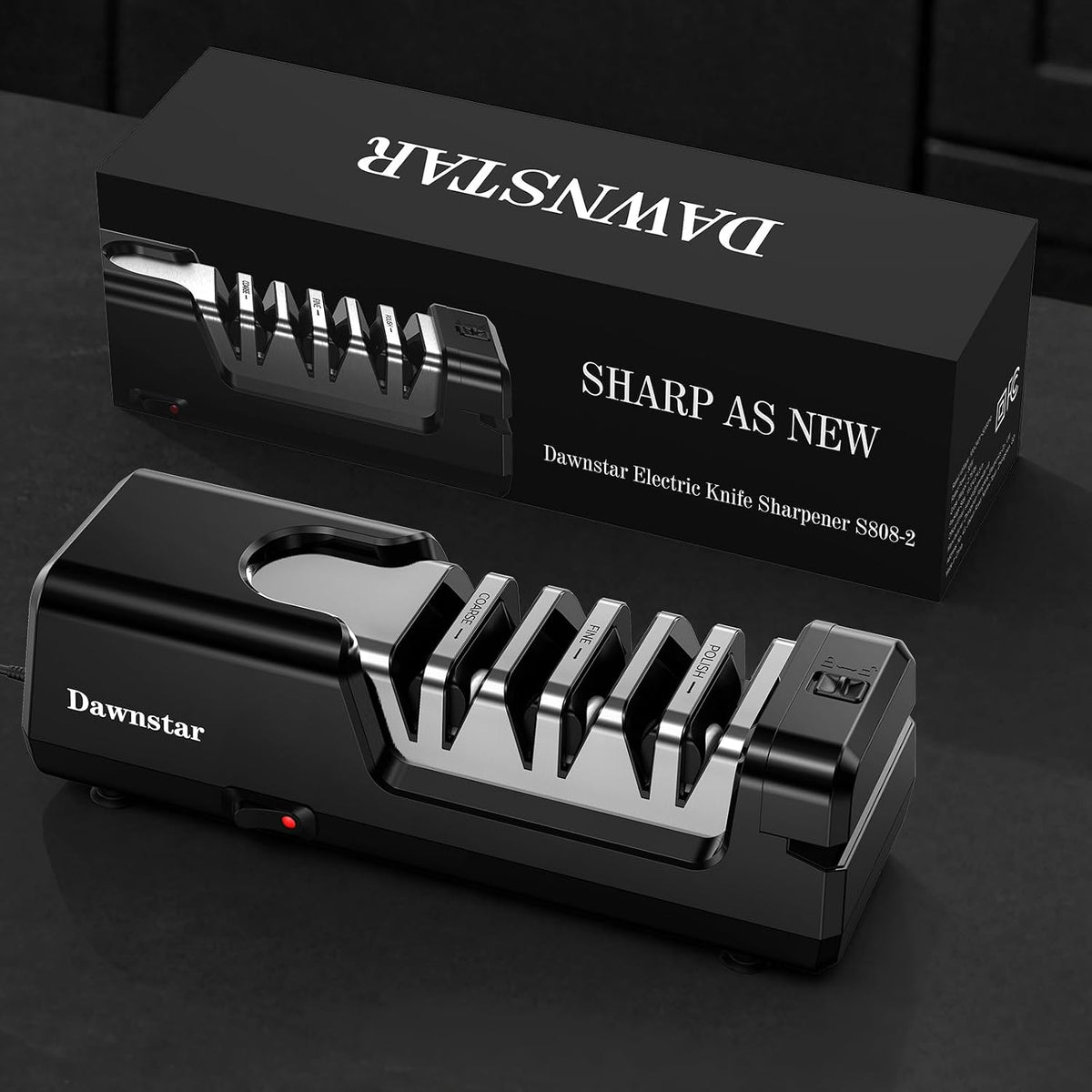 Dawnstar - Afilador de cuchillos eléctrico, 3 etapas de diamante, a...