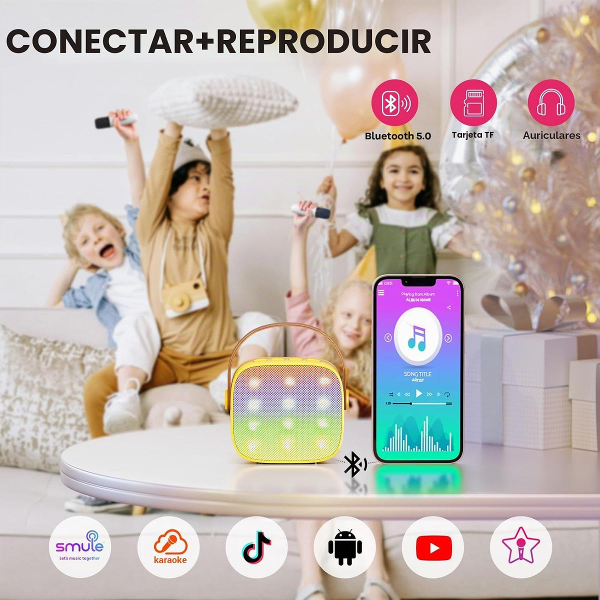 Micrófono de karaoke mini YLL para niños y adultos, altavoz Bluetoo...
