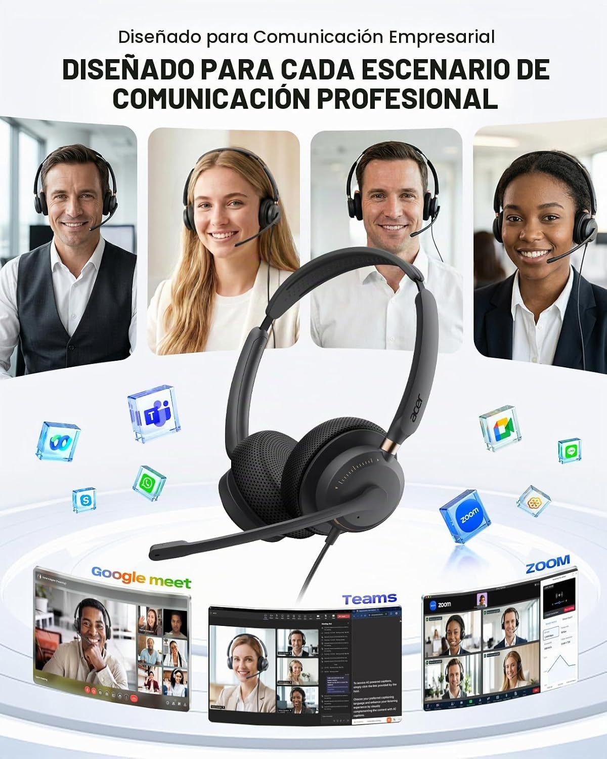 Auriculares USB con micrófono para PC, auriculares con cable con mi...