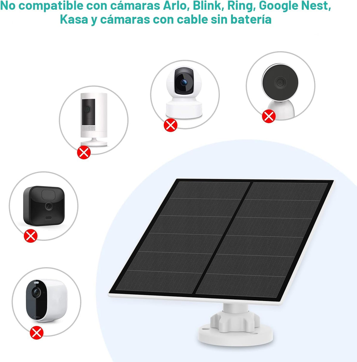Panel solar de 5 W para cámara de seguridad, panel solar USB para c...