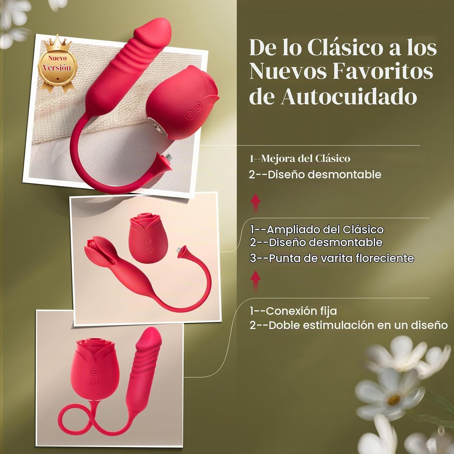 MOOLIGIRL Vibrador de juguete rosa con consolador de empuje, juguet...