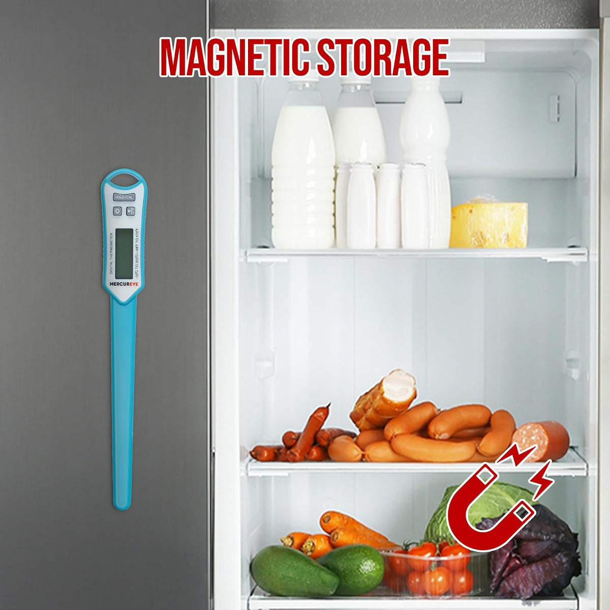 MERCUREYE Termómetro digital para carne, termómetro para alimentos...