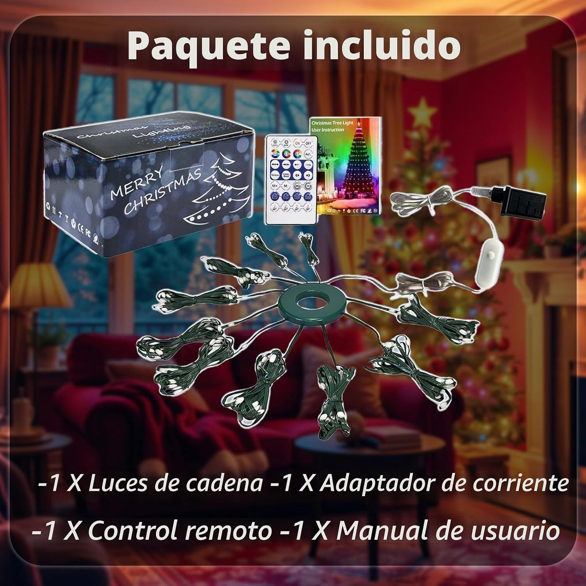 ROSE ME 200 luces LED para árbol de Navidad, 6.6 pies x 10 cuerdas,...