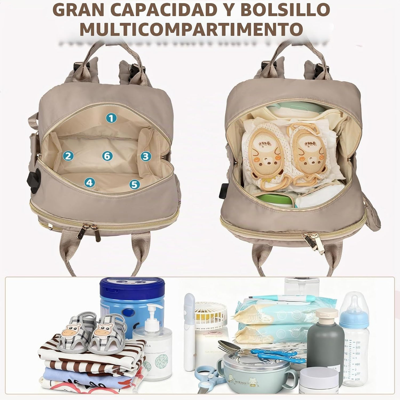 CandyHome Mochila para Pañales, Elegantes Bolsas de Pañales de Viaj...