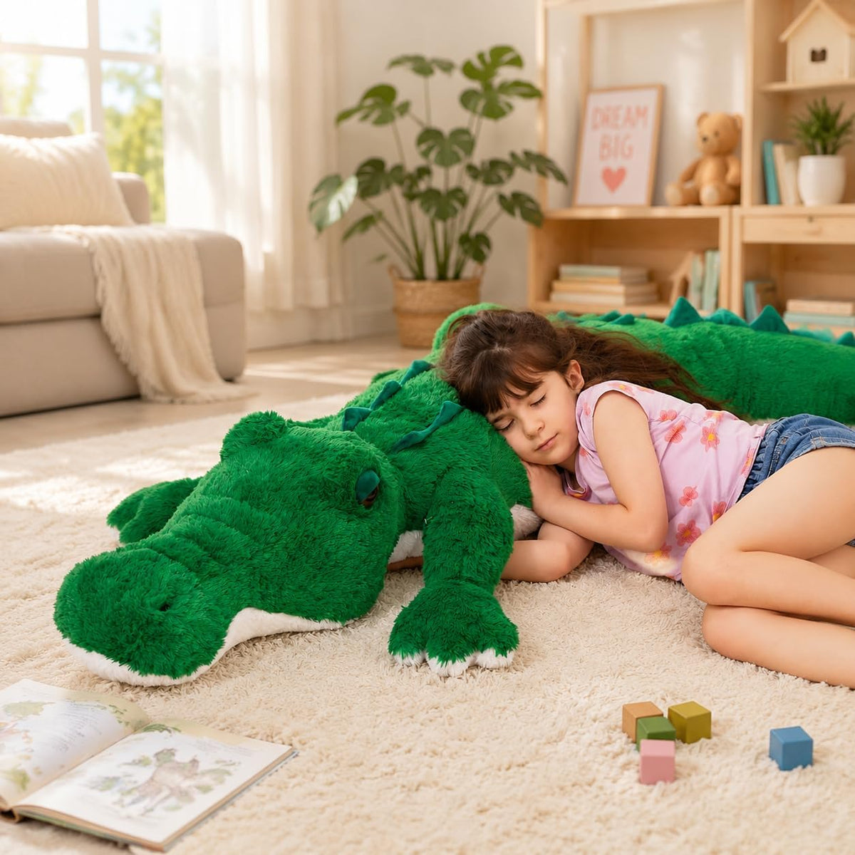 MorisMos Animal de peluche de caimán gigante de 51 pulgadas, juguet...