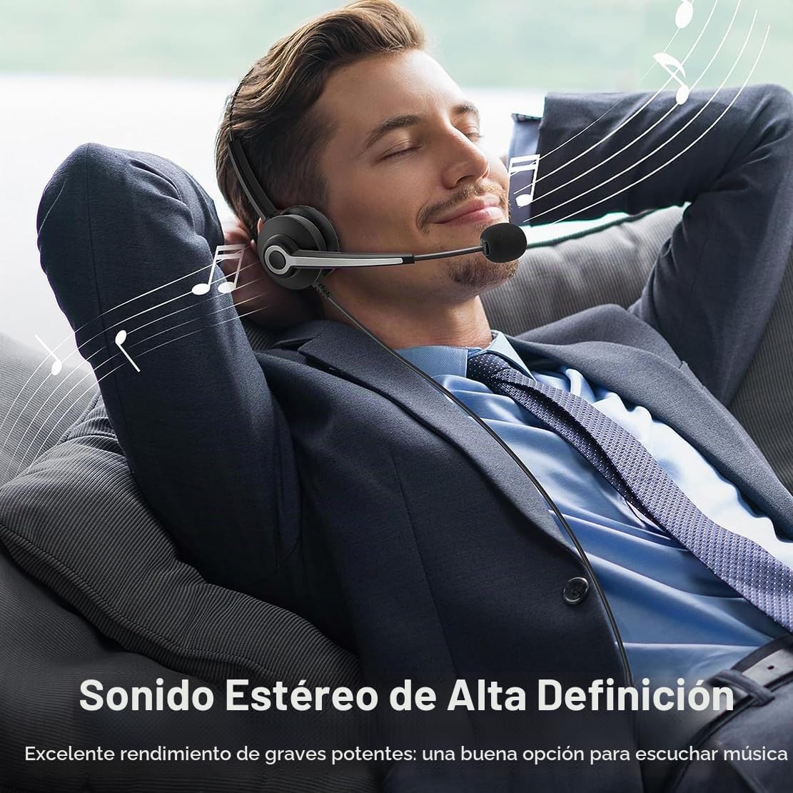 Wantek Auriculares USB con cable monoaural con micrófono de cancela...