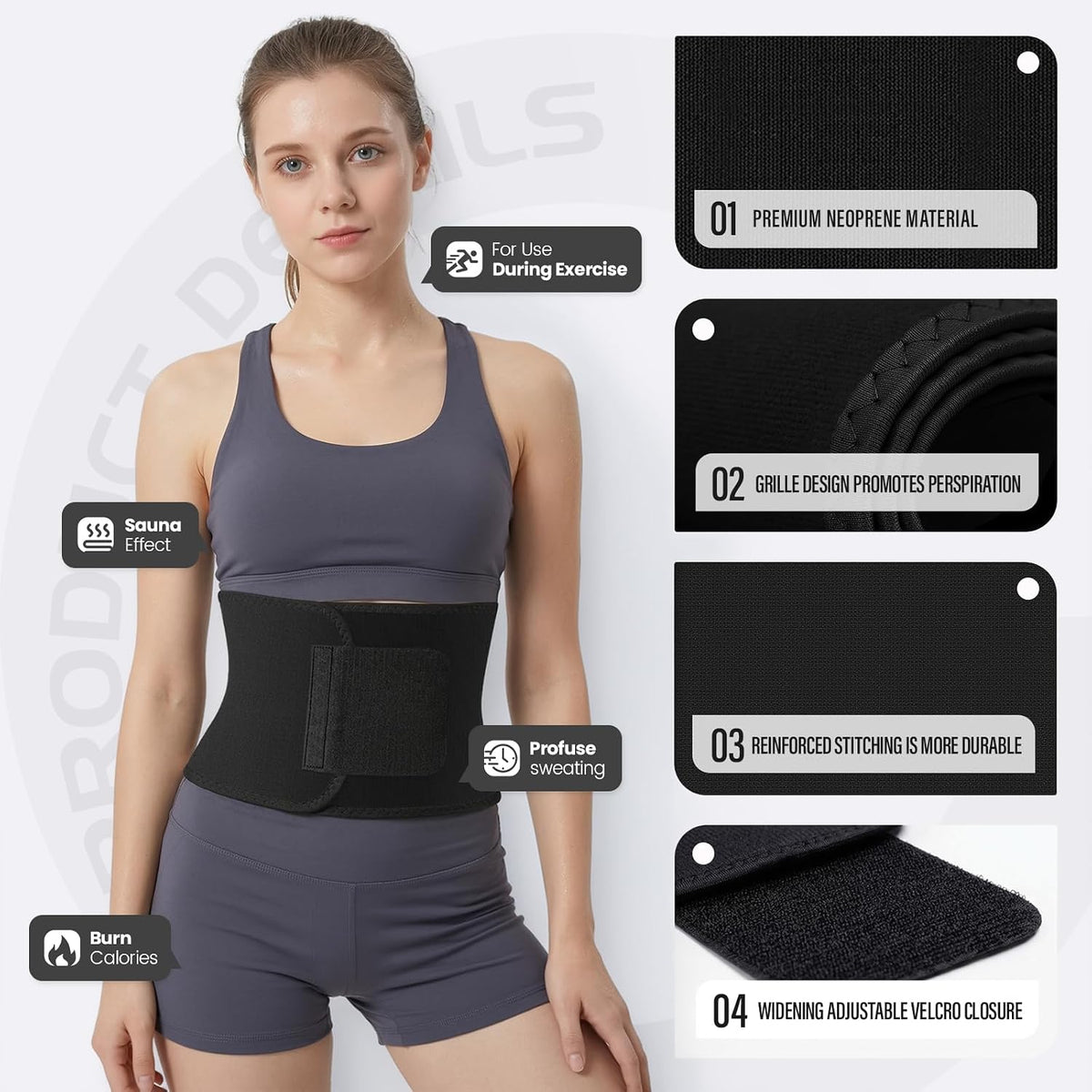 Aimoo Entrenador de cintura para mujeres y hombres, banda de sudor...