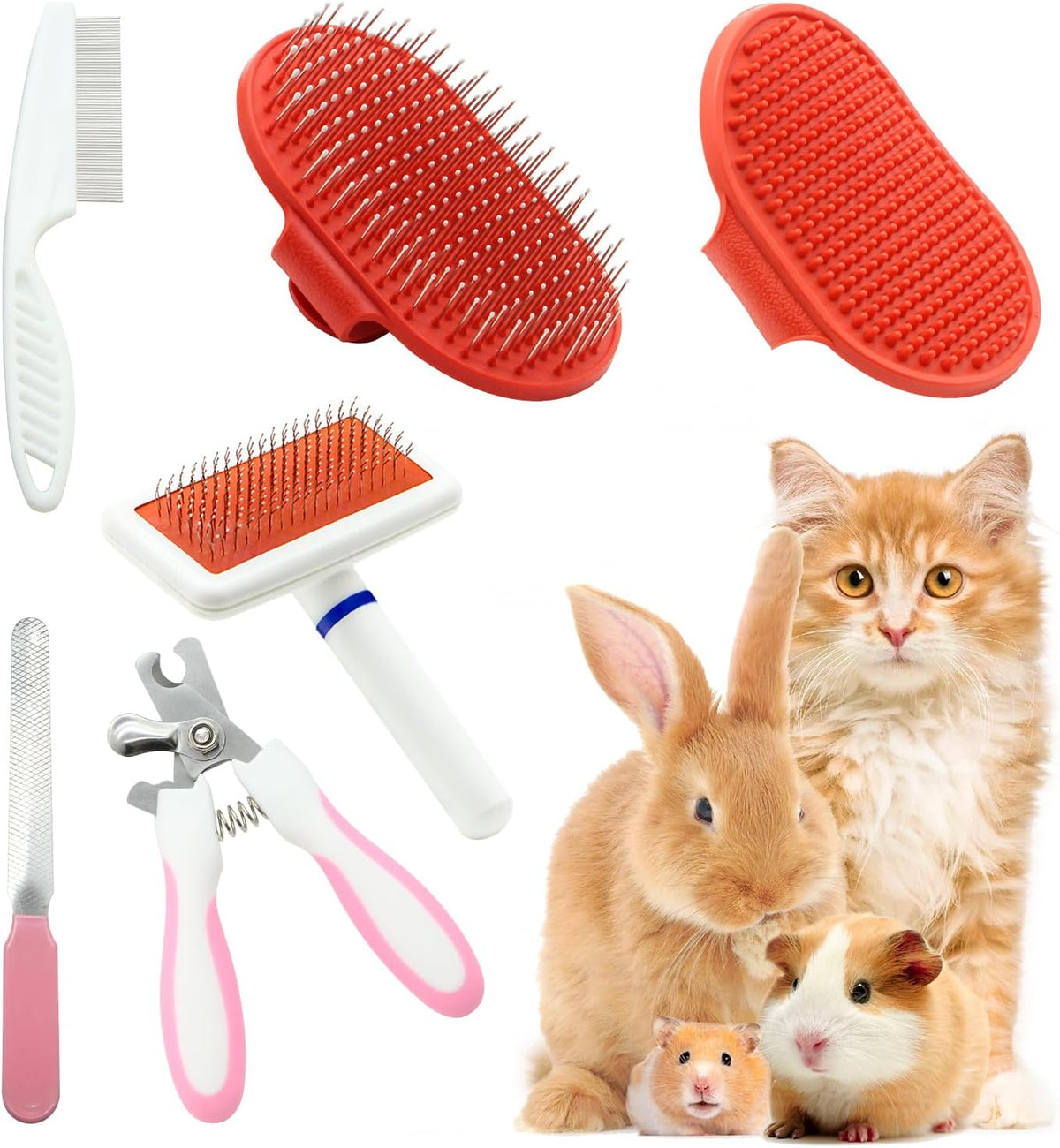 Crafterlife Kit de aseo para gatos con cepillo deslizante para quit...