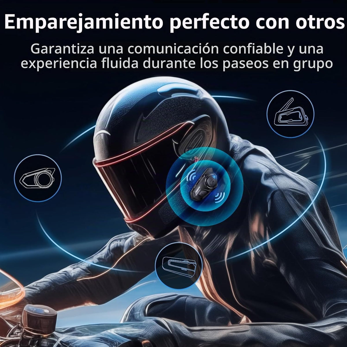 JESIMAIK Auriculares Bluetooth para Casco de Motocicleta, Sistema d...