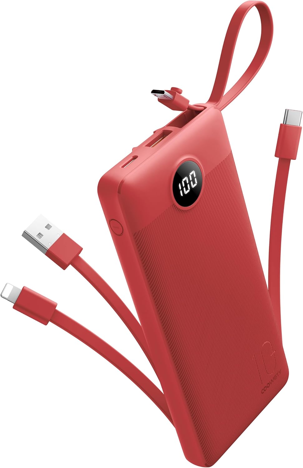 Coowisty Cargador portátil, batería externa con cables, luz de 1000...