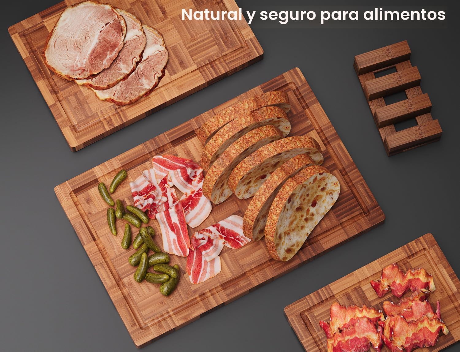 Fibogollo Tablas de Cortar de Bambú para Cocina, Juego de Tablas de...