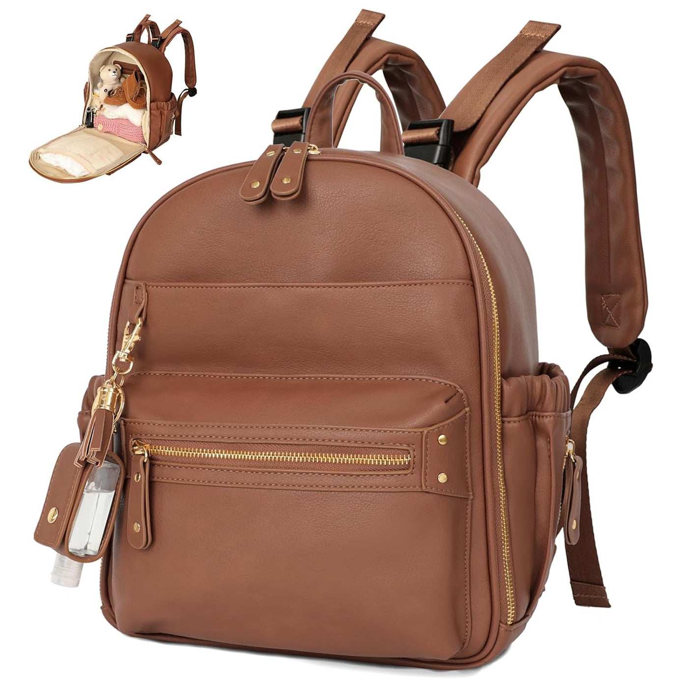 miss fong Pequeña bolsa de pañales mini mochila para pañales con 11...