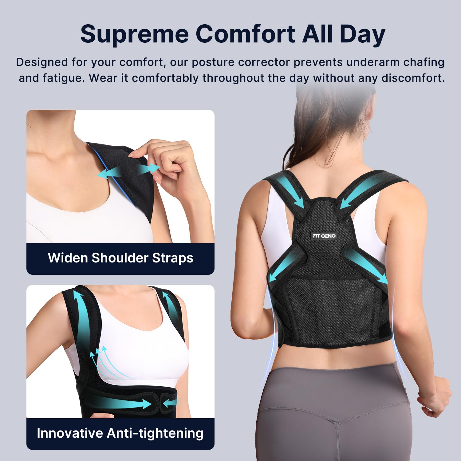 Corrector de postura Fit Geno para mujer Lite, soporte superior de...