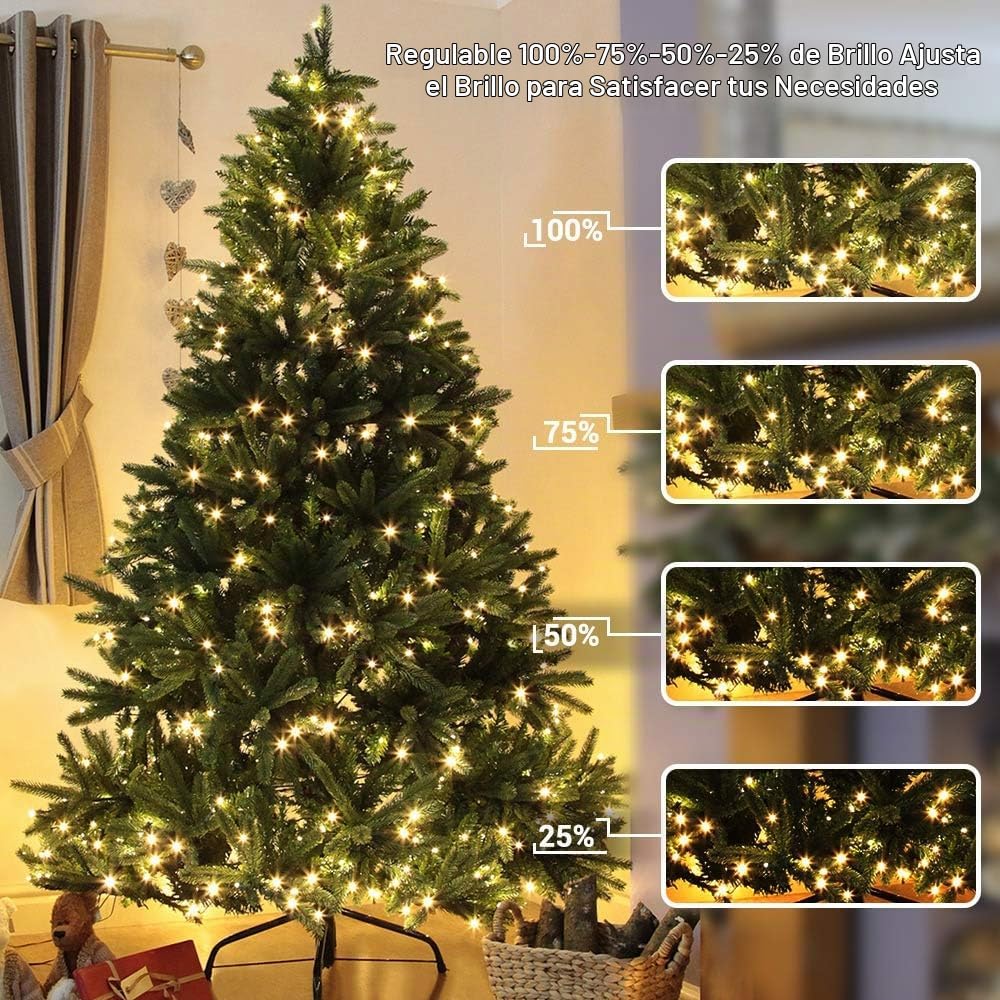 Brizled Luces de Navidad, 33 pies, 100 luces LED para árbol, cambio...