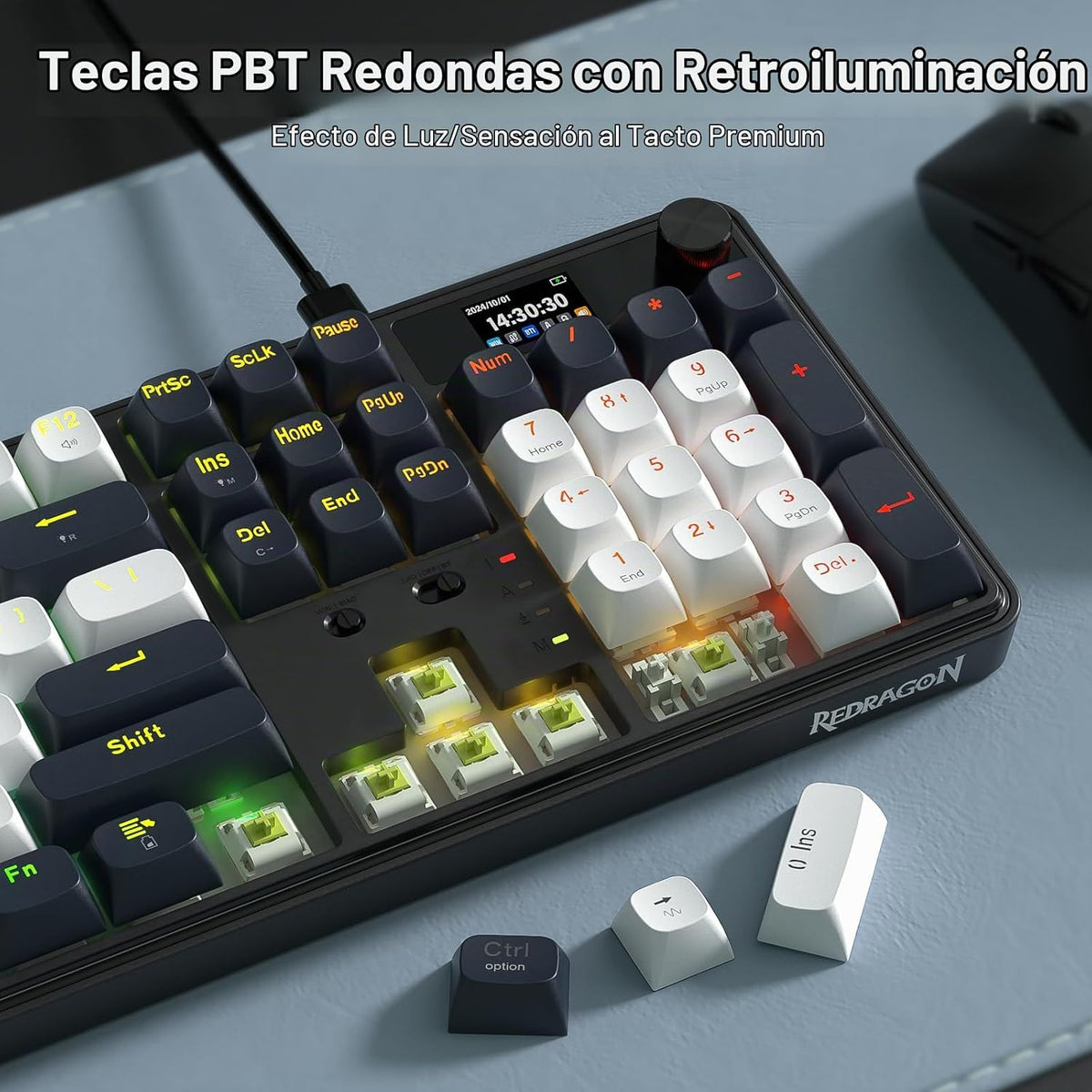 Redragon K761 PRO - Teclado, pantalla y perilla para juegos con jun...