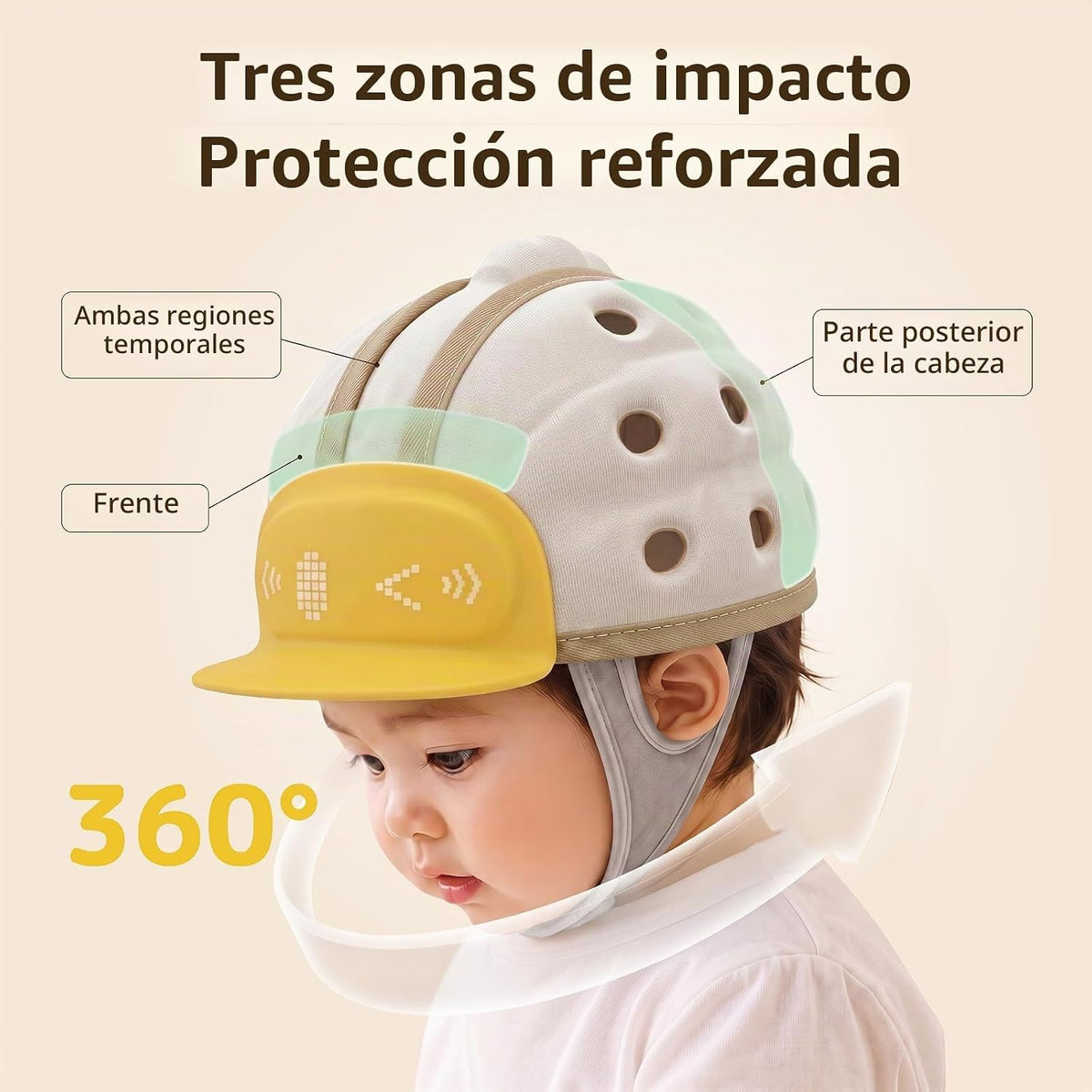 Buoydas Casco protector de cabeza de bebé, protector de cabeza de b...