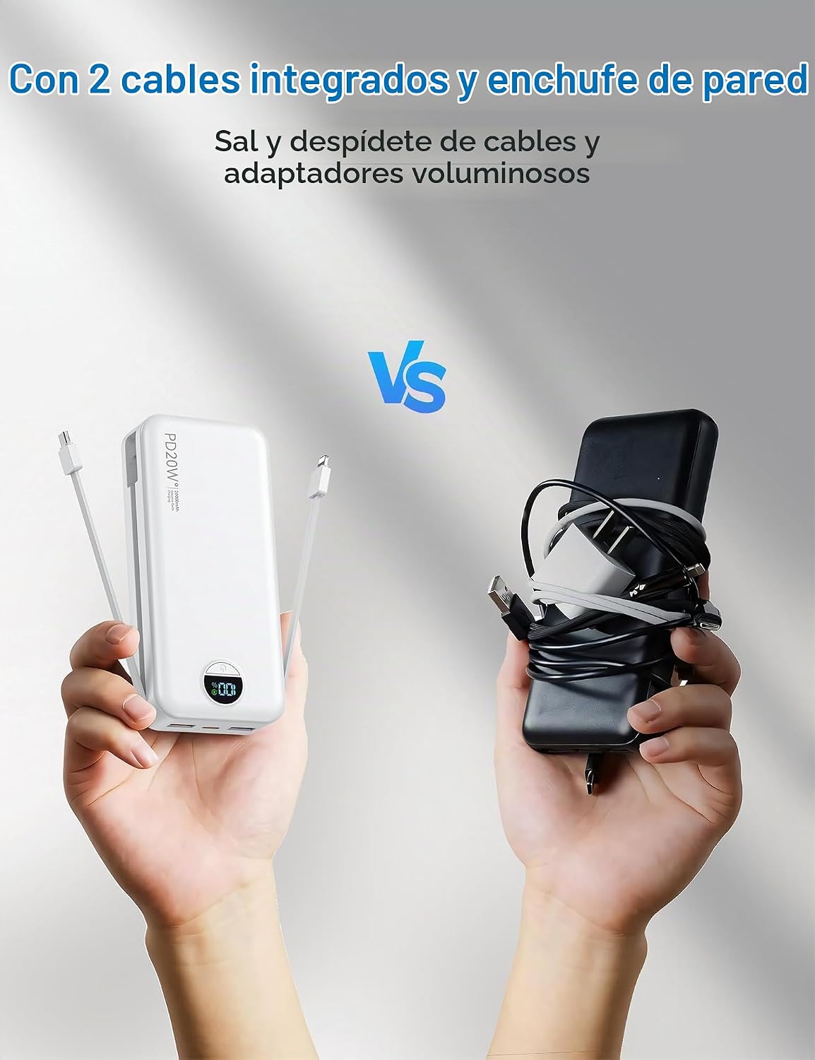 Cargador portátil Ffnpua 20000mAh PD20W con cables incorporados | C...