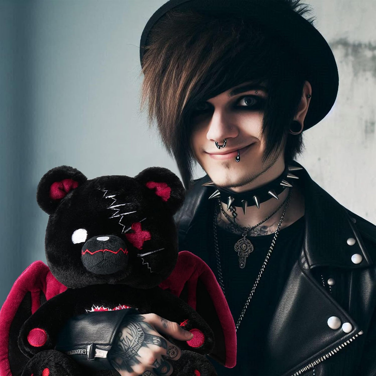 PHITECUS Oso Emo Gótico de Peluche con Alas - Lindo Peluche Espeluz...
