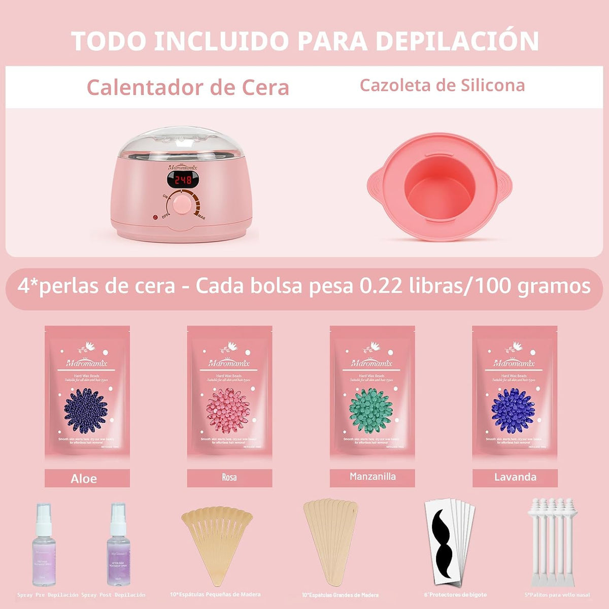 Kit de depilación \u2013 Máquina calentadora digital de cera para d...