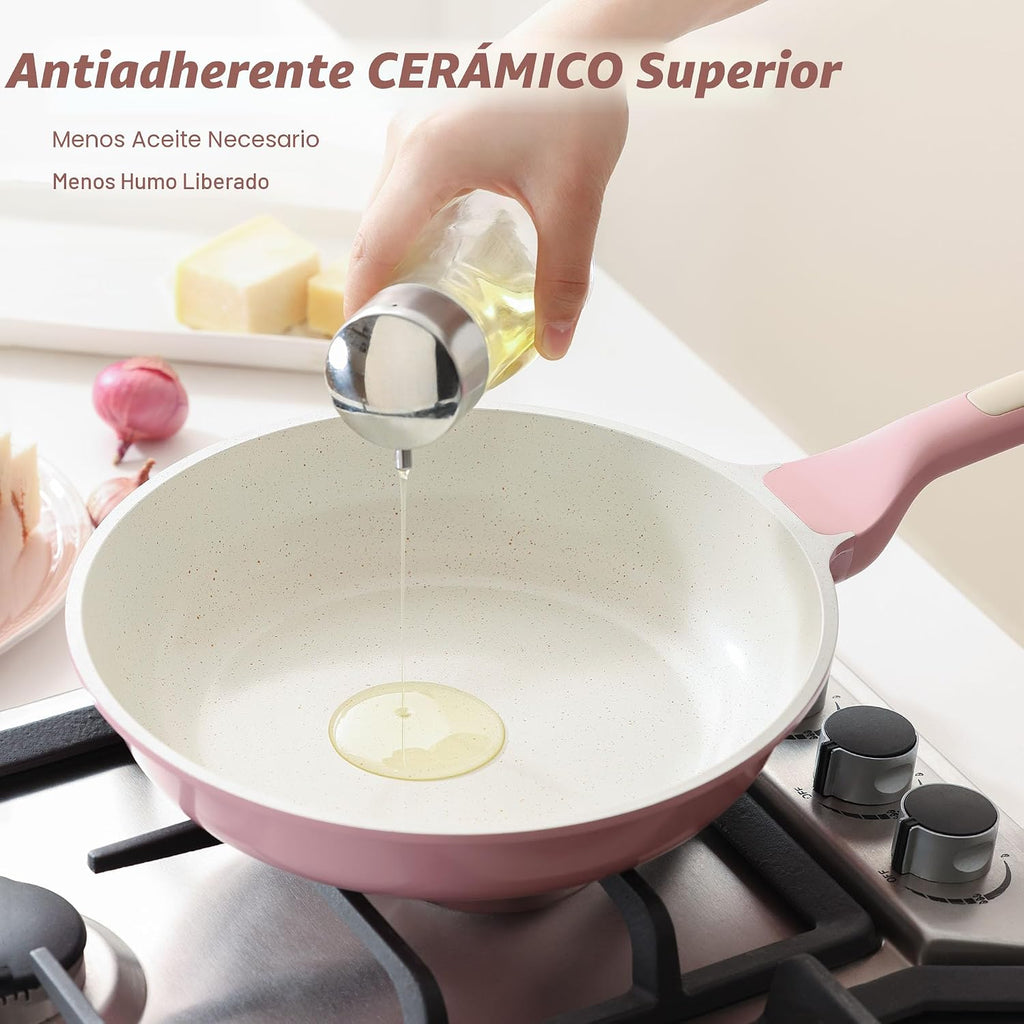 SENSARTE Juego de utensilios de cocina de cerámica antiadherente gr...