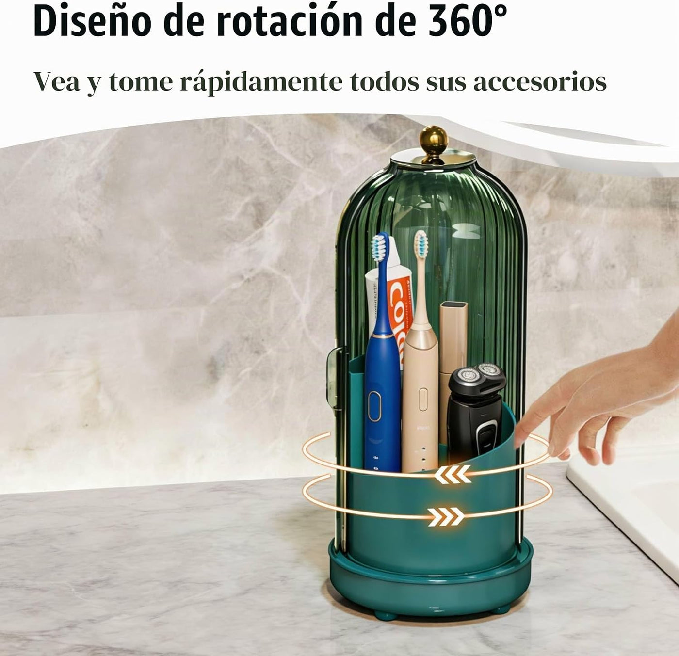 JEESA Portautensilios con Tapa, Organizador de Cubiertos Giratorio...
