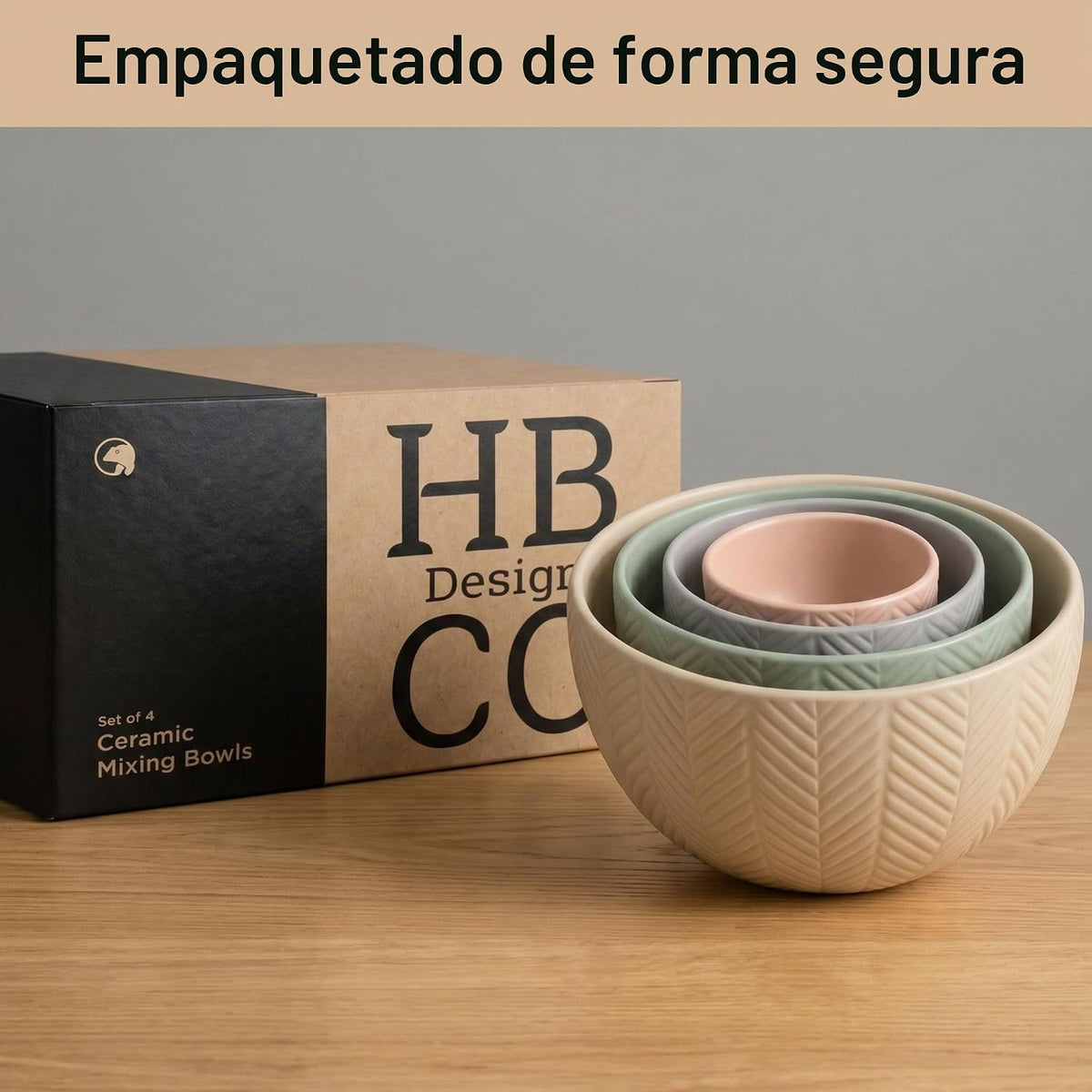Juego de tazones de cerámica para mezclar de 4 piezas, tazones nido...