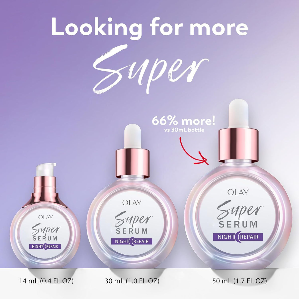 Olay Super Serum Night Repair, sin fragancia, niacinamida, péptido,...