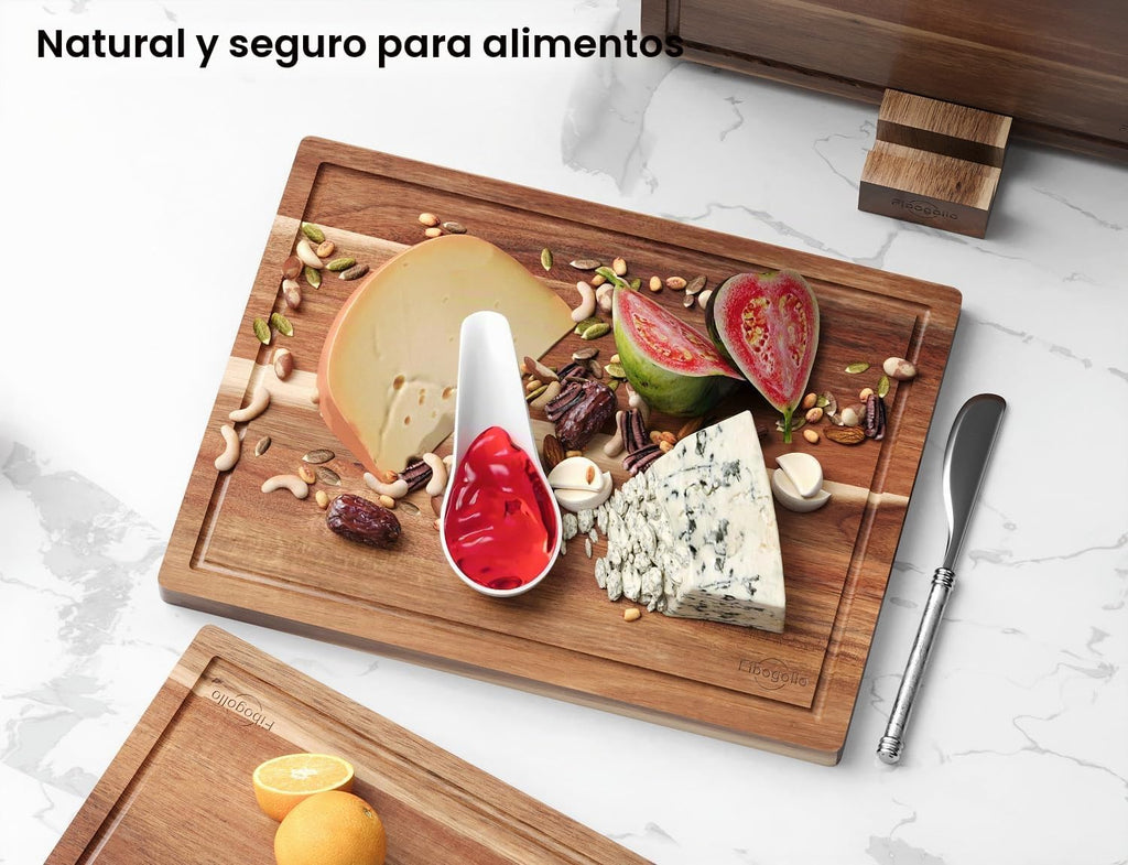 Fibogollo Tablas de cortar de madera de acacia para cocina (juego d...