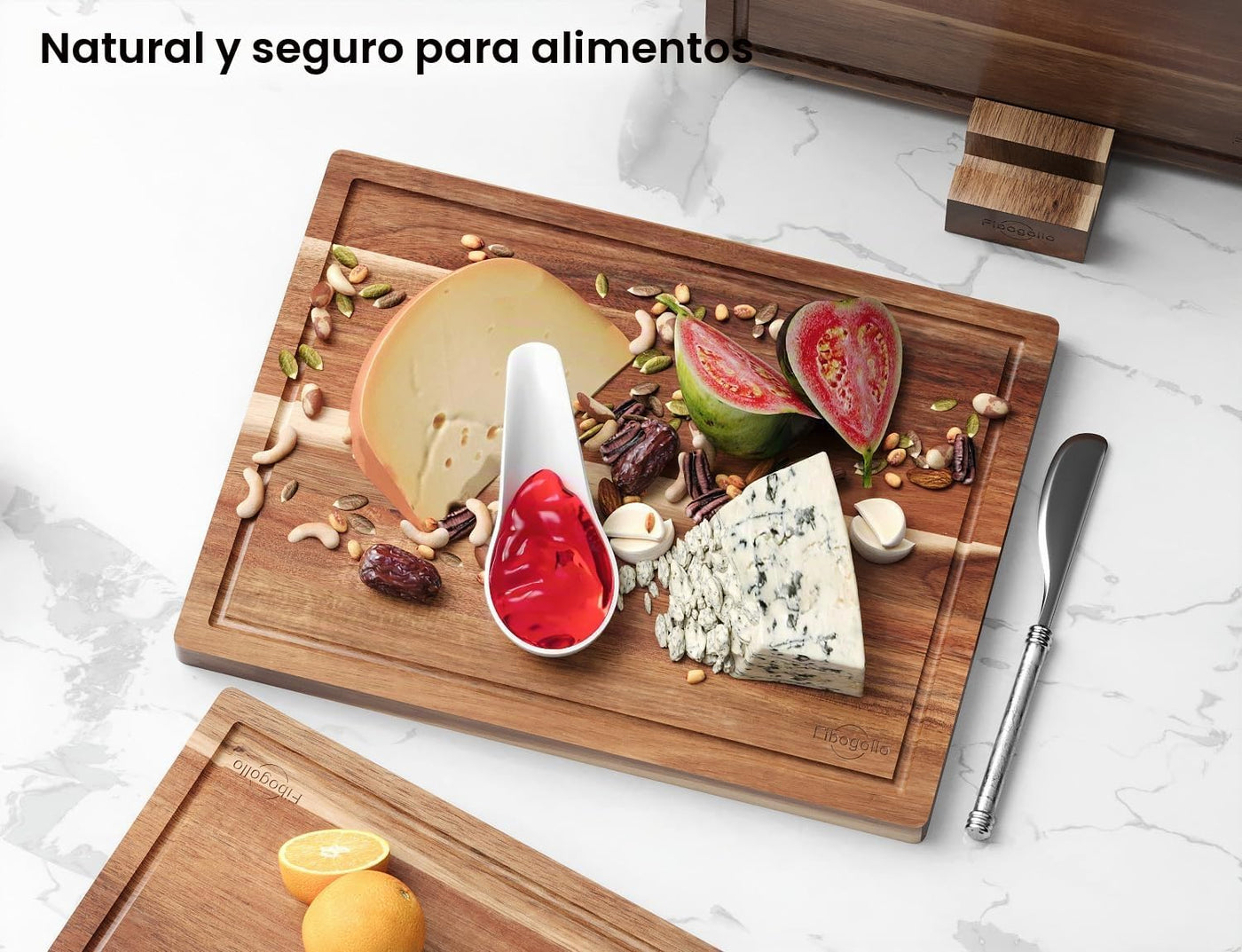 Fibogollo Tablas de cortar de madera de acacia para cocina (juego d...