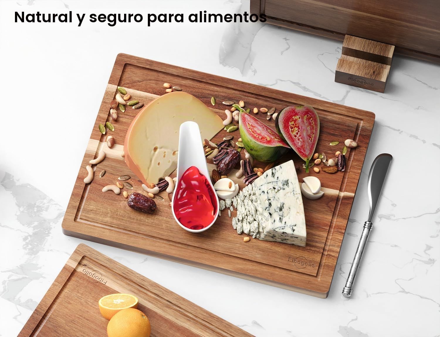 Fibogollo Tablas de cortar de madera de acacia para cocina (juego d...