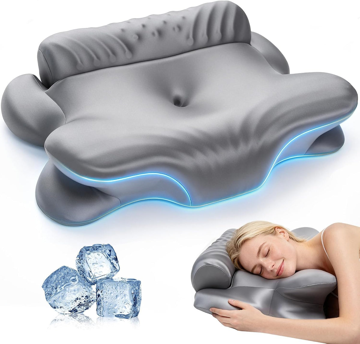 Kurcodw Almohada cervical para aliviar el dolor de cuello, almohada...