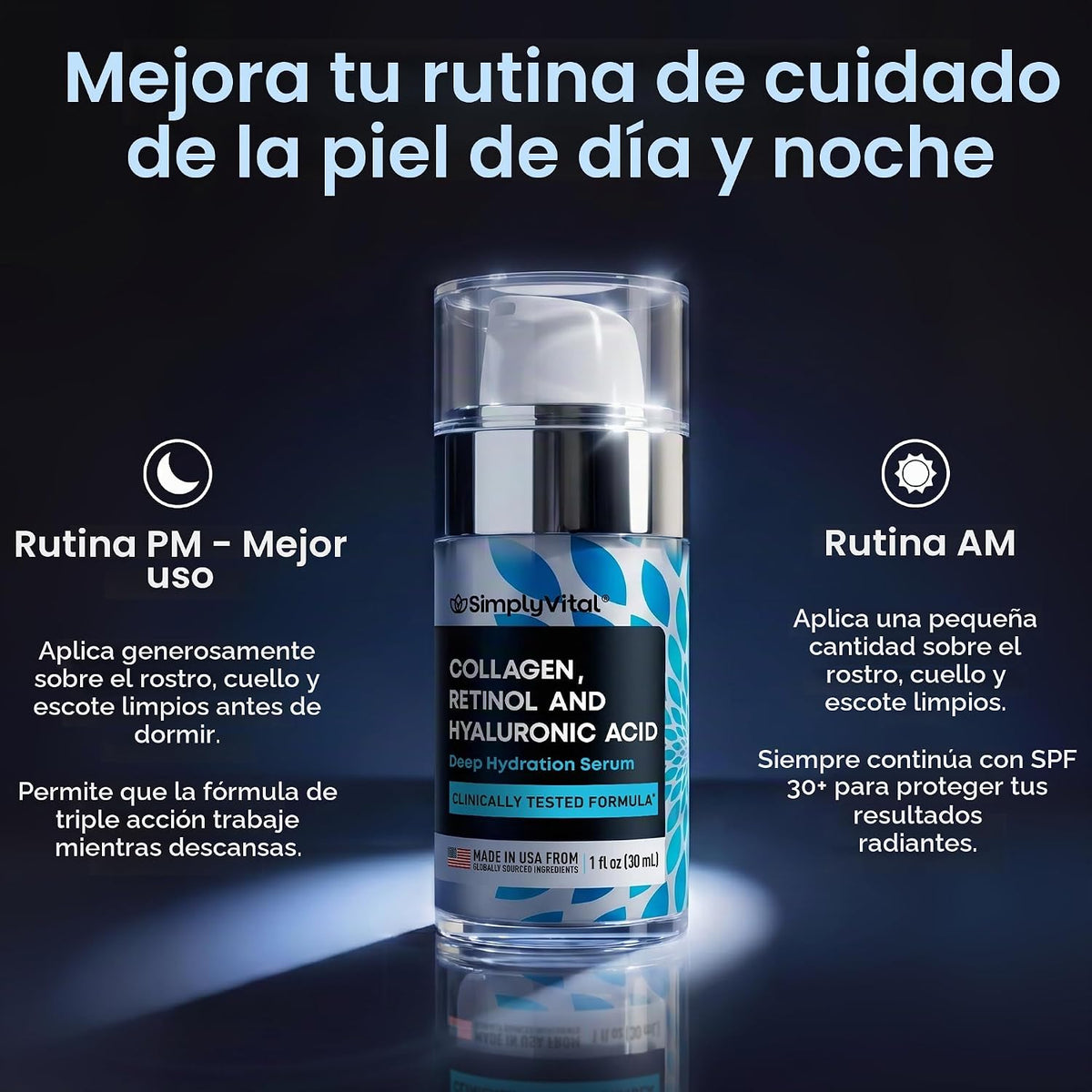 Suero facial de colágeno retinol - Hidratante antienvejecimiento pa...