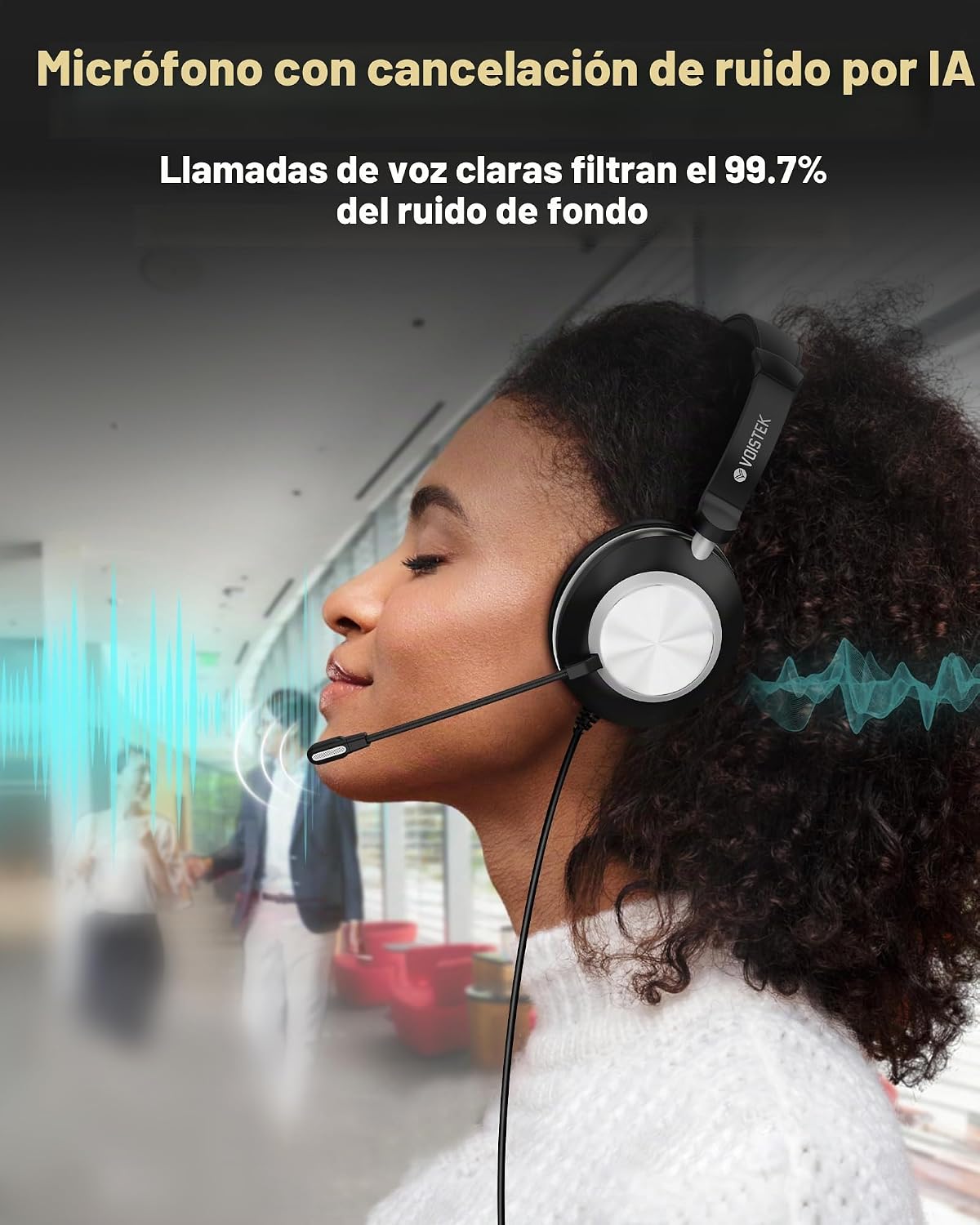 Voistek Auriculares USB con micrófono para PC y laptop, auriculares...