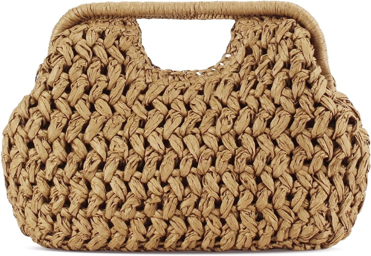 FUKEFUKEUS Bolso de mano de paja para mujer, bolsa de bola de masa...