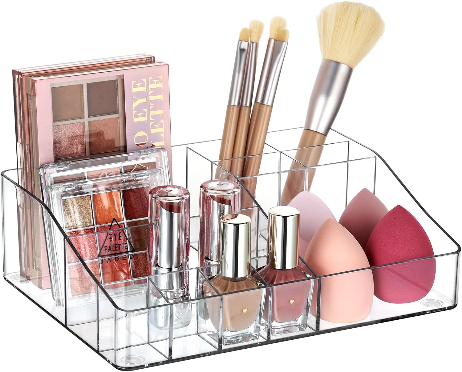Vtopmart Organizador de maquillaje transparente de 1 nivel, almacen...