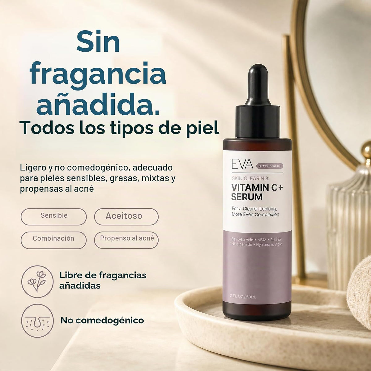 Suero de vitamina C para rostro con retinol y ácido salicílico \u20...