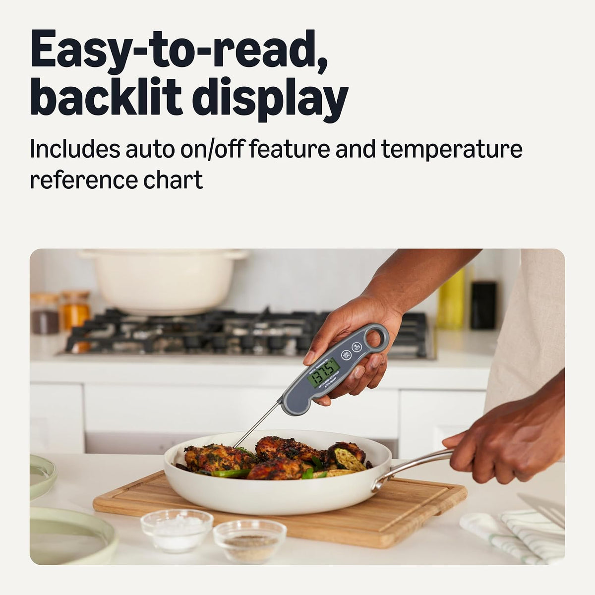 Amazon Basics Termómetro digital para carne de lectura instantánea,...