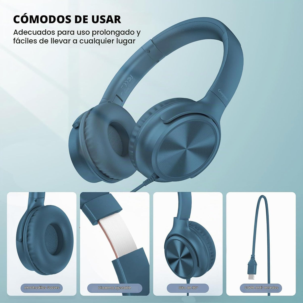 Cowyawn Auriculares USB C con cable, auriculares USB C con cable co...