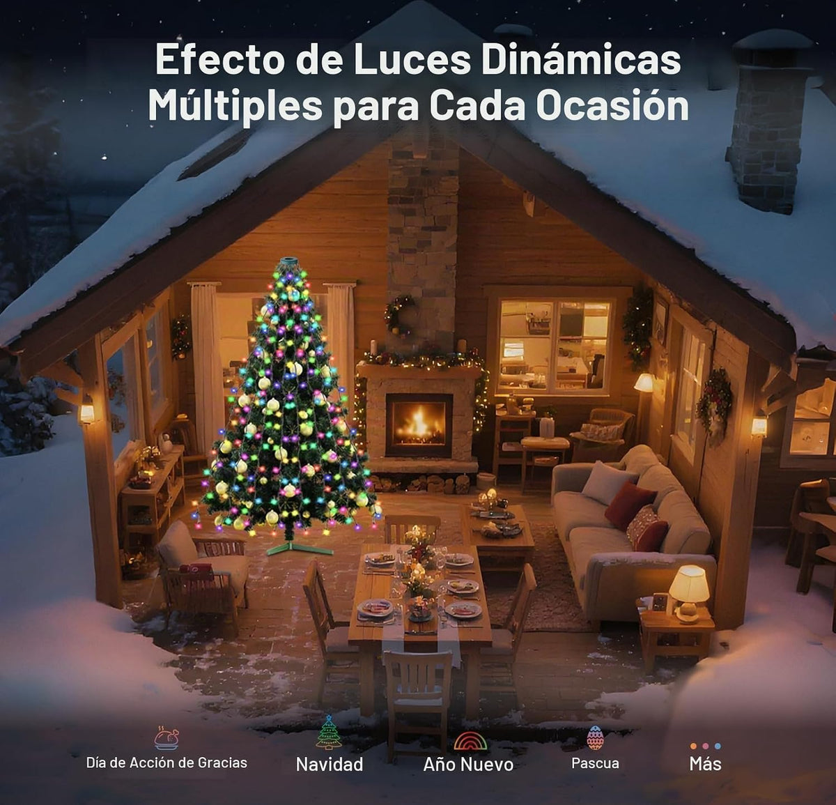 400 luces LED para árbol de Navidad, luces LED de Navidad con 17 mo...
