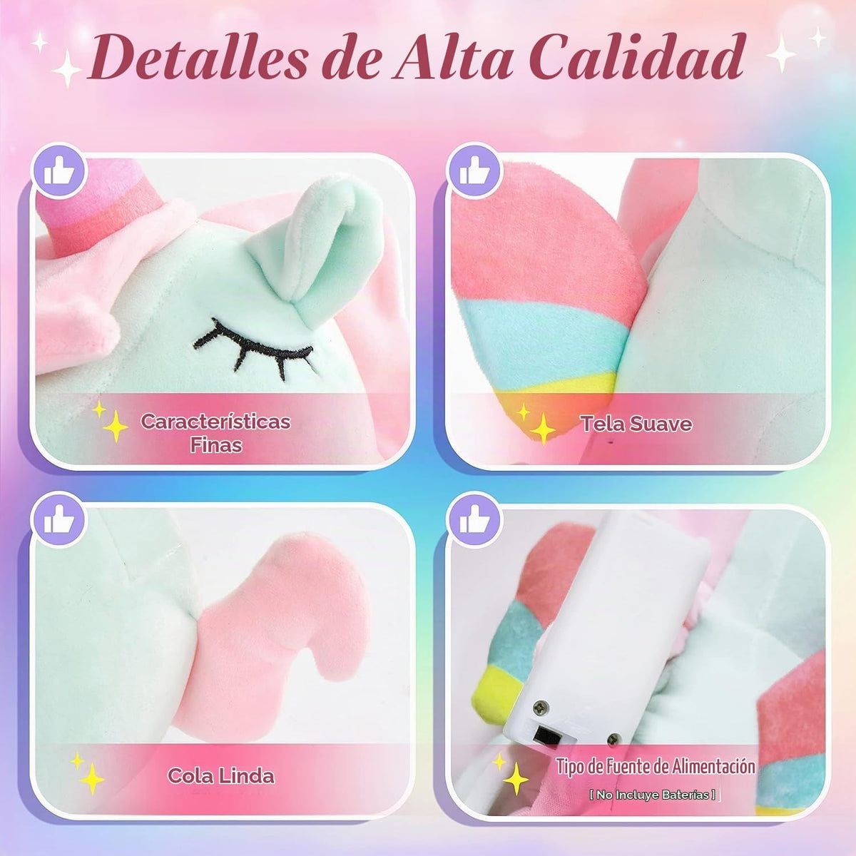 Athoinsu Juguete suave de peluche de unicornio verde iluminado con...