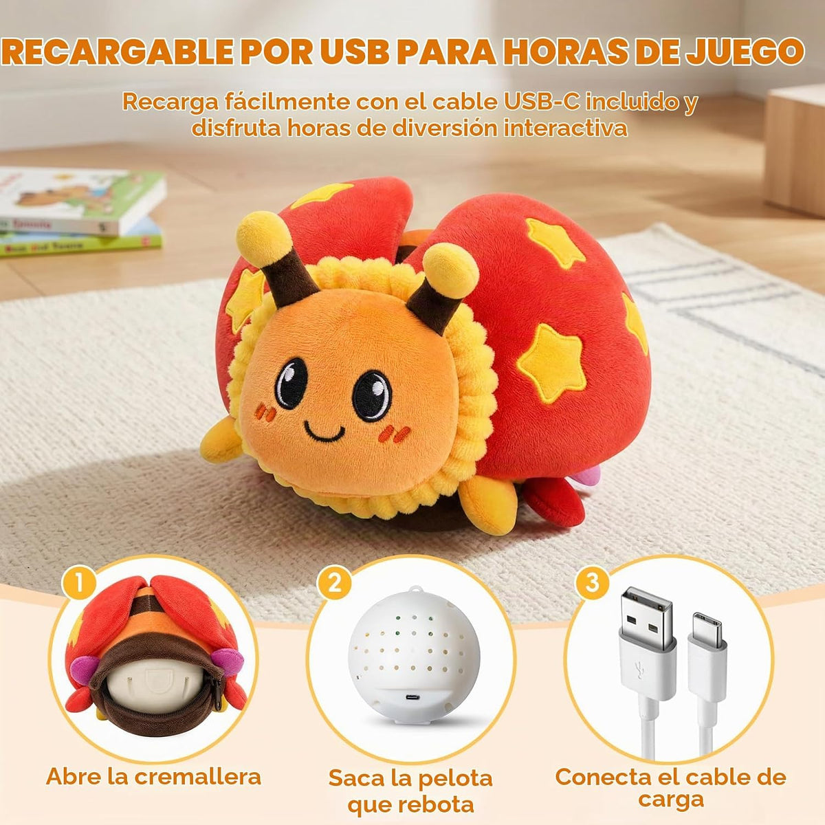 Juguete Interactivo De Mariquita Que Se Arrastra, Juguete De Peluch...