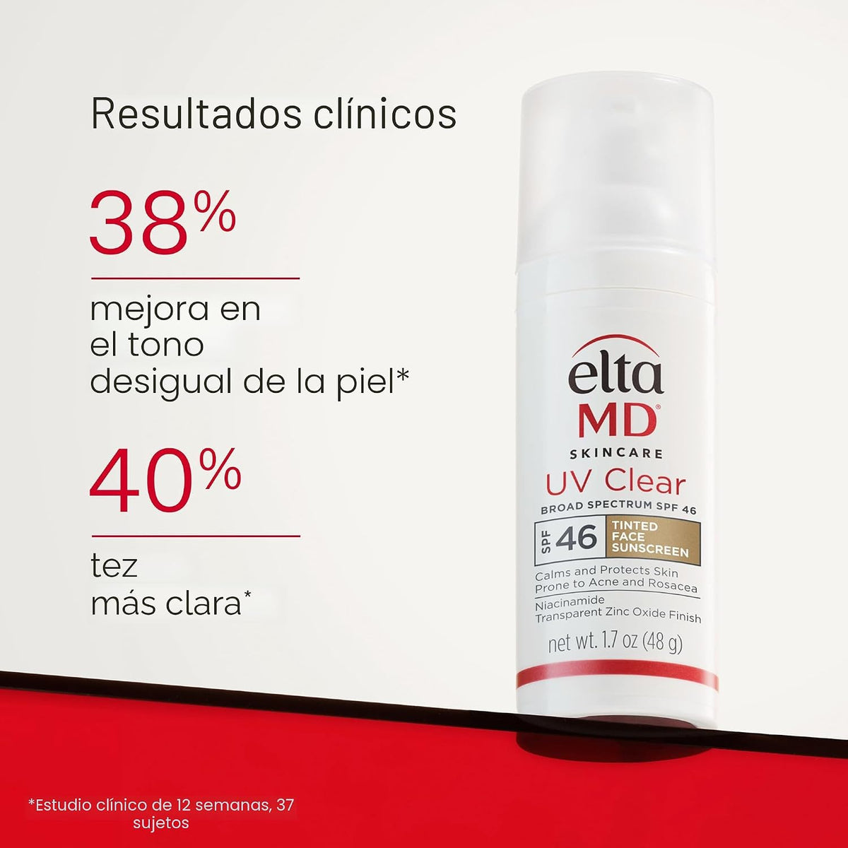 Protector solar facial transparente UV EltaMD con óxido de zinc, si...