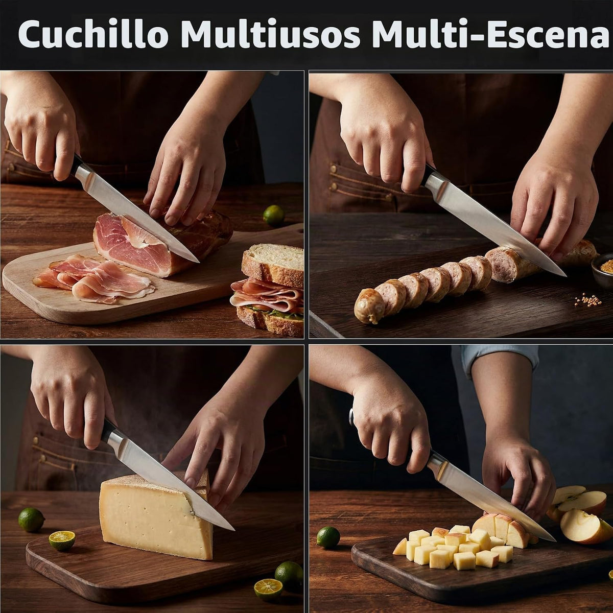 OAKSWARE Juego de cuchillos de cocina 3 piezas, cuchillos de chef a...