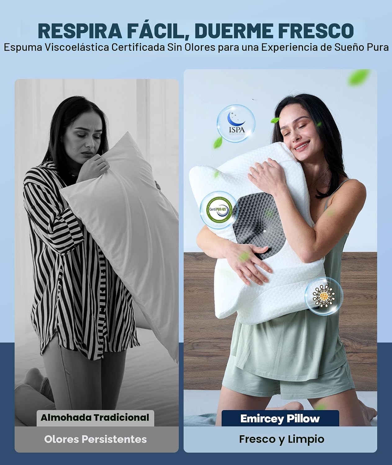 Sleep Doctor - Almohada cervical para dormir, ergonómica, para dorm...
