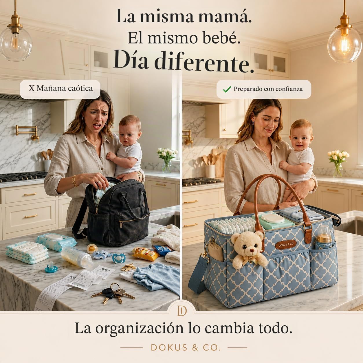 DOKUS &amp; CO Luxe - Bolso para pañales extragrande plegable para...