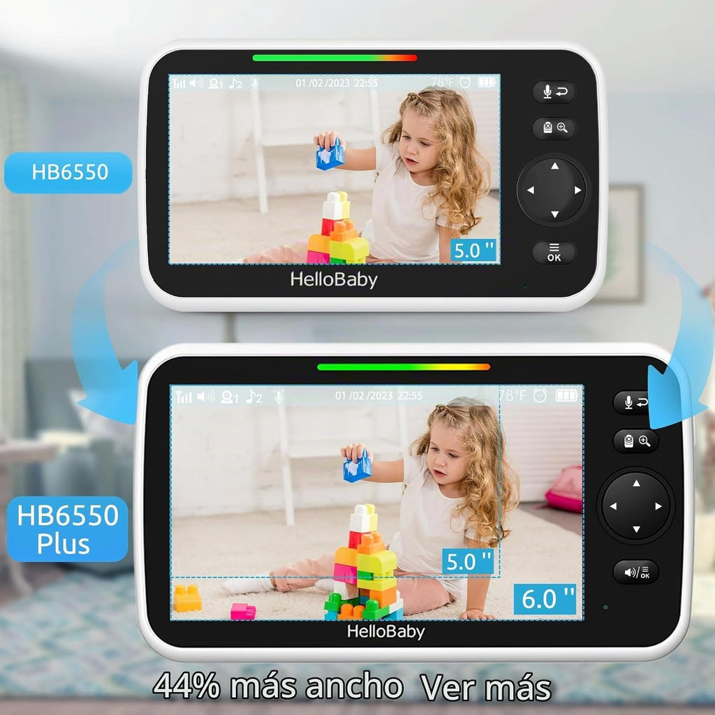 HelloBaby - Monitor de bebé con video de 6'' de pantalla di...