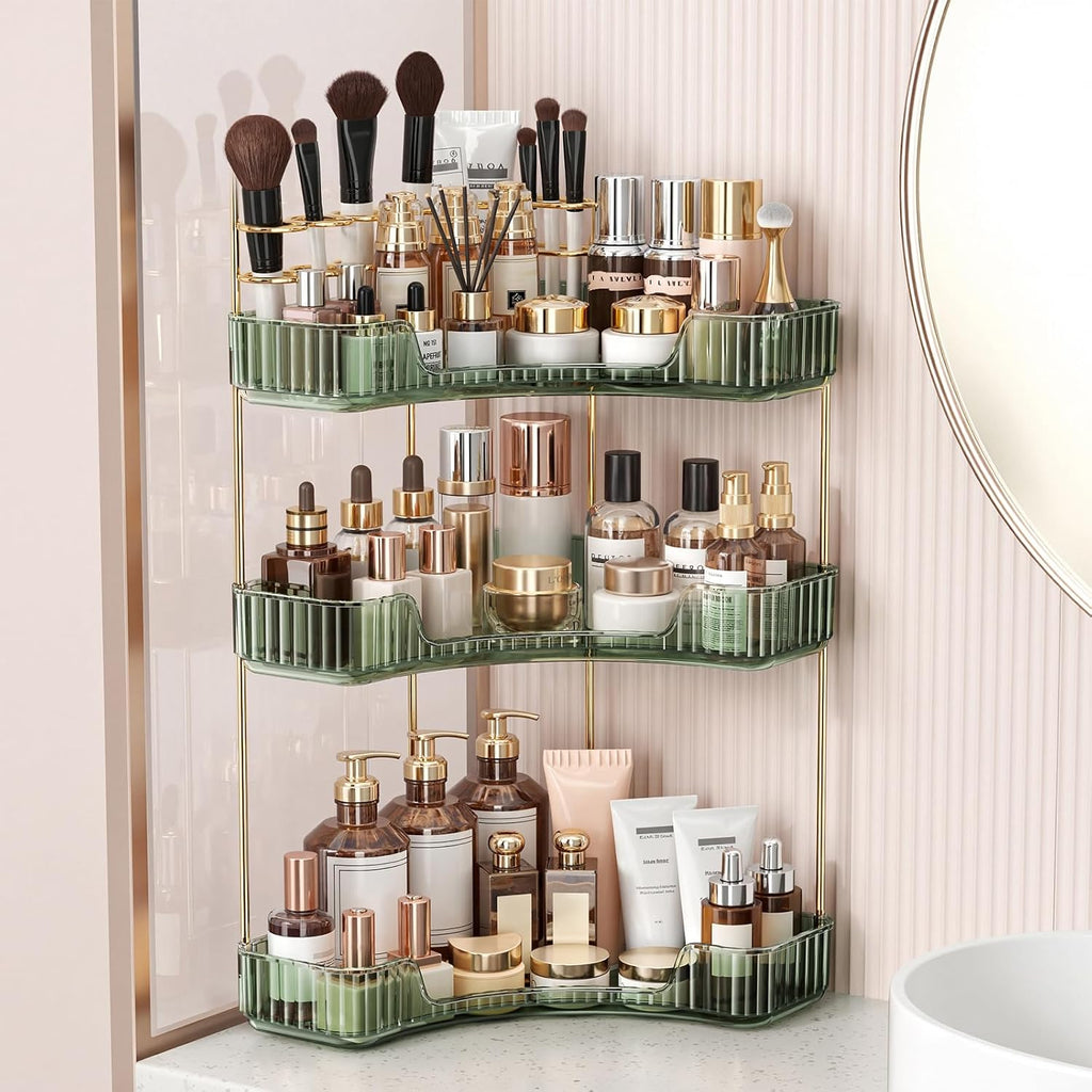 BEFSOP Organizador esquinero de baño, organizador de maquillaje mej...