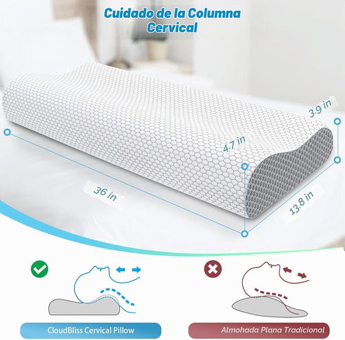 Almohada cervical ergonómica para dormir, tamaño King gris | Almoha...